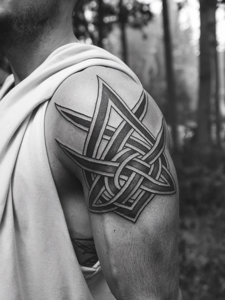 Celtic knot neotribal armband tattoo on bicep