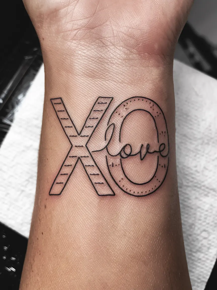 XO with hidden message tattoo on wrist