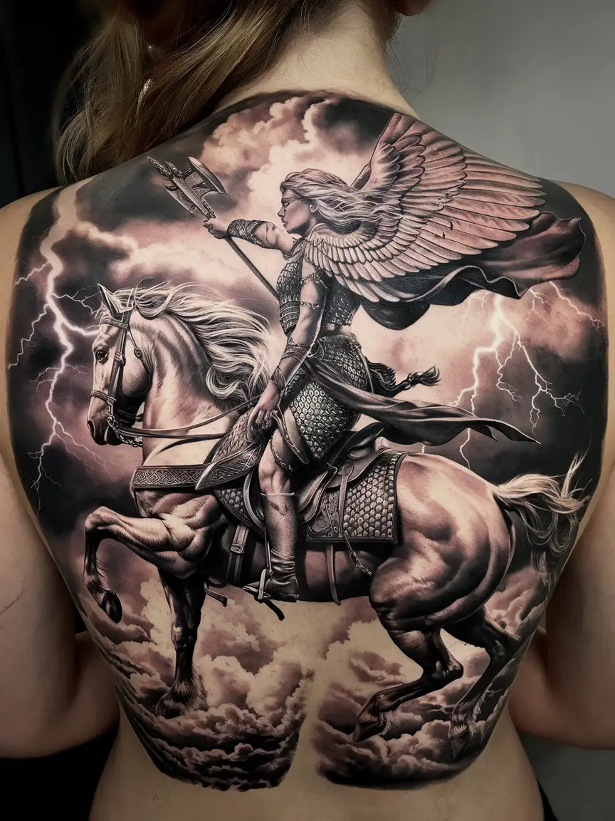 Valkyrie back tattoo