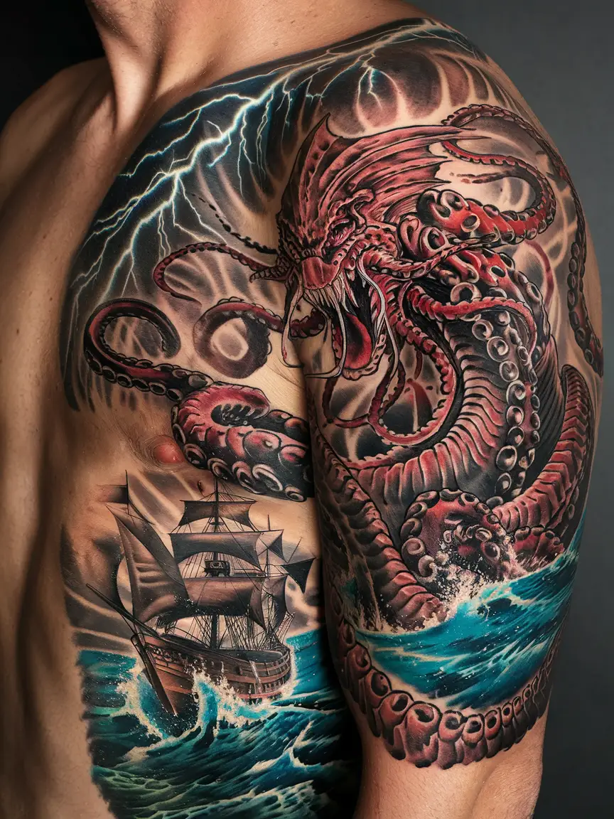 Kraken full sleeve tattoo
