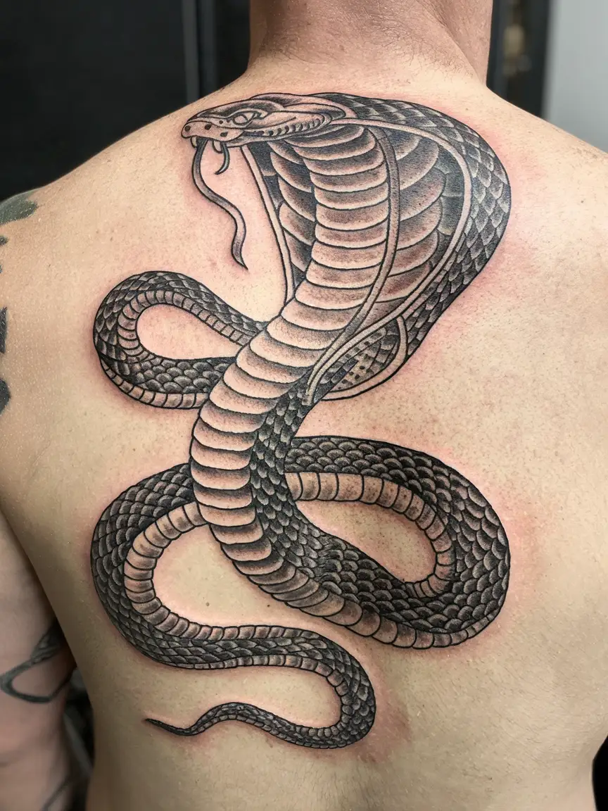 Ouroboros cobra back tattoo