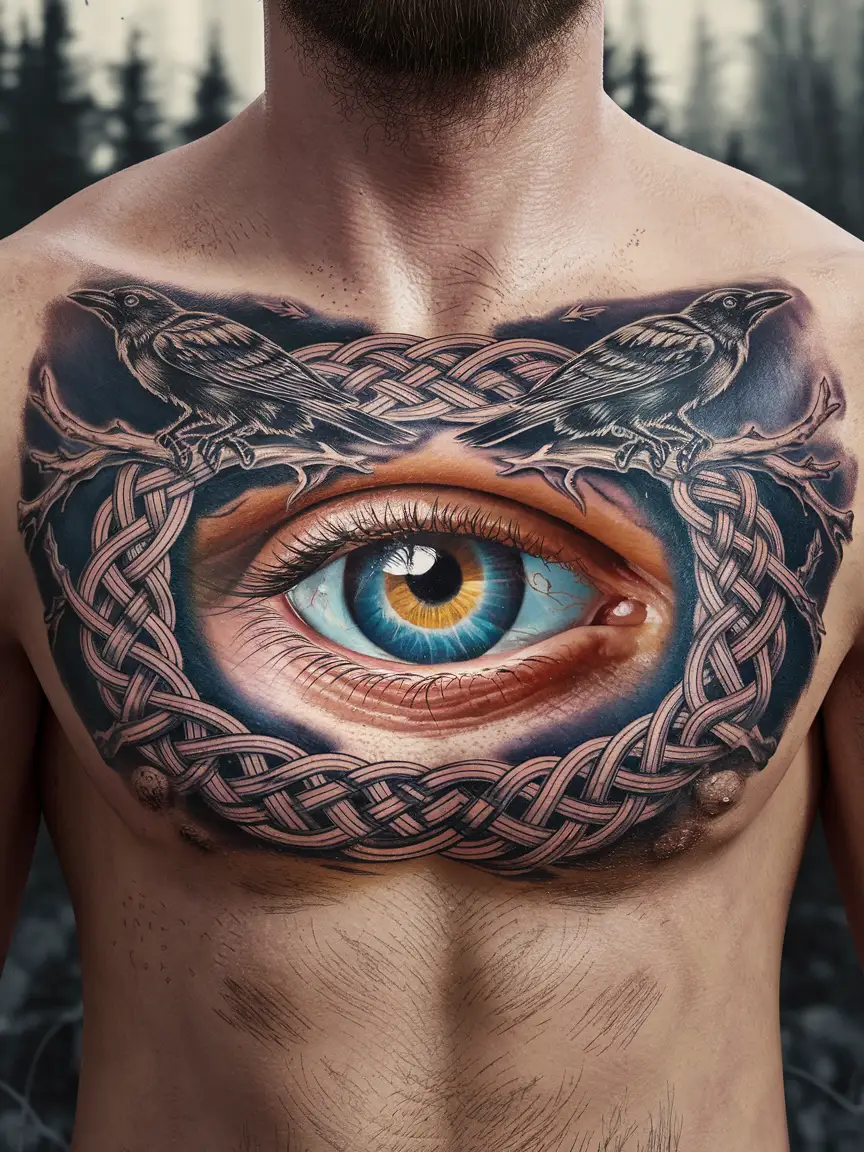 Odin's eye chest tattoo