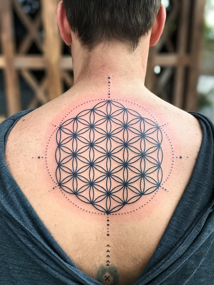 Sacred geometry neck tattoo