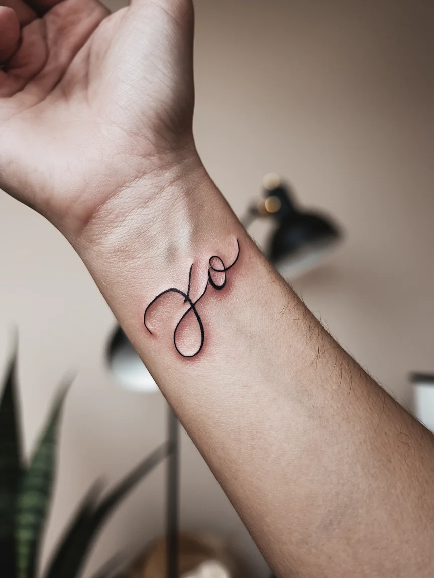 Classic black XO tattoo on wrist