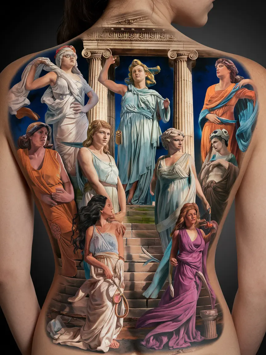 Nine Muses back tattoo
