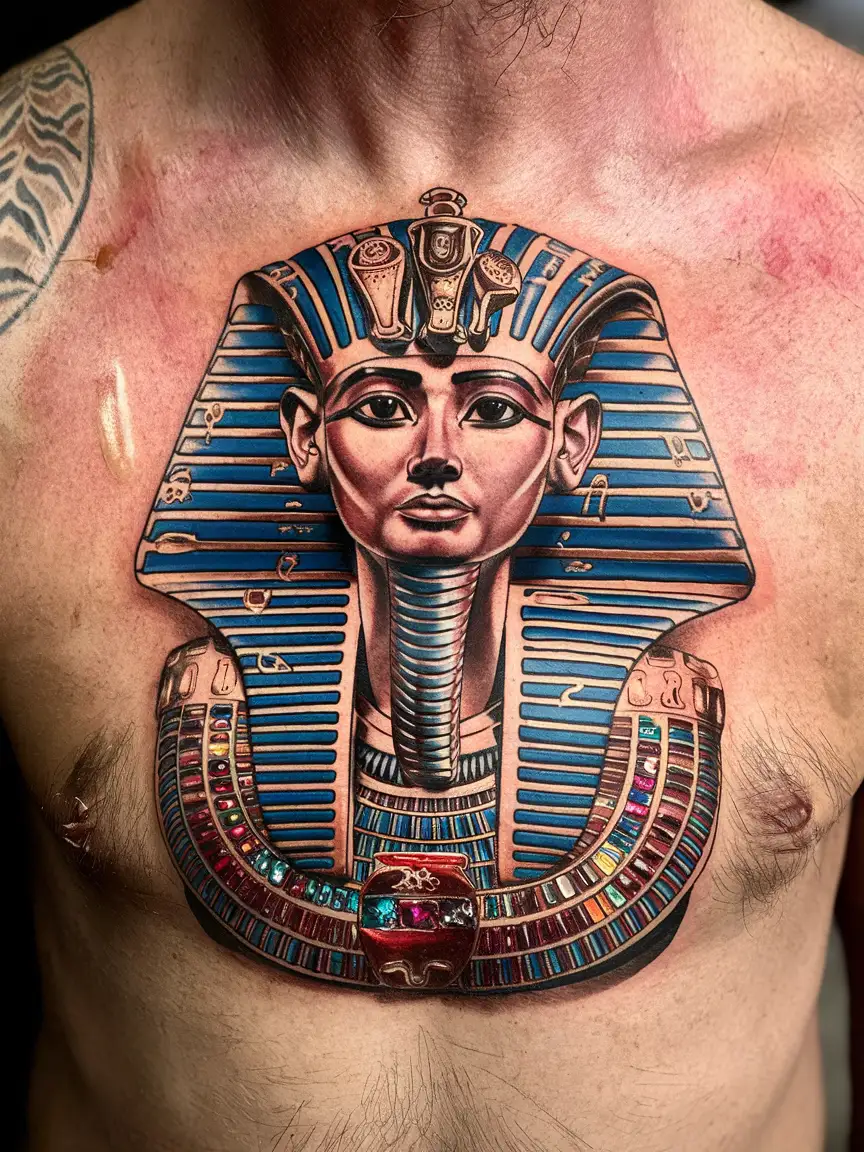 Egyptian cobra crown chest tattoo