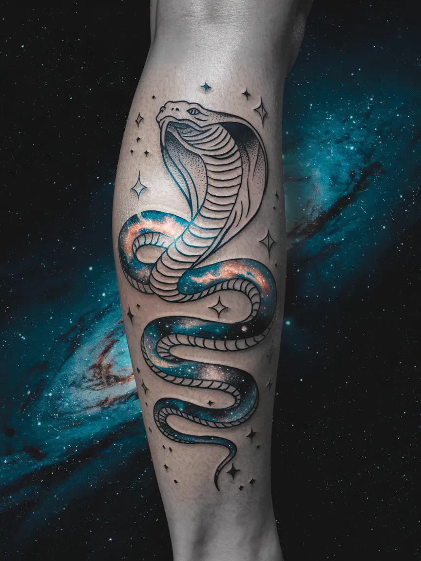 Cosmic cobra calf tattoo