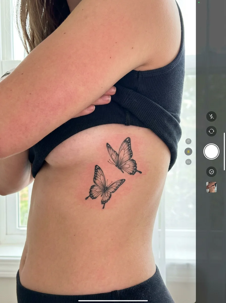 two butterflies together tattoo symbolizing marriage harmony