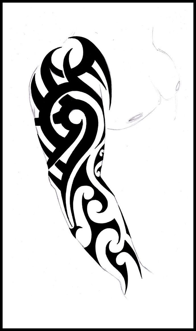 Sleek blackwork neo-tribal sleeve concept