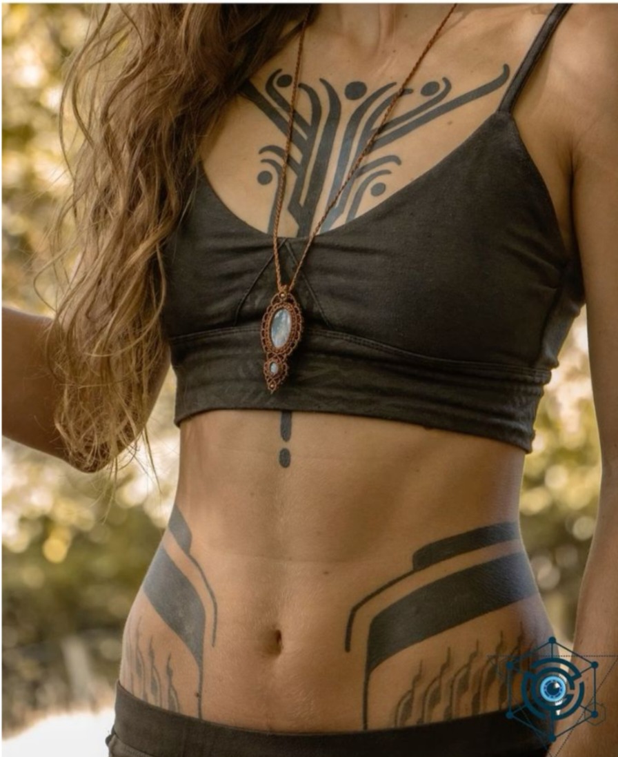 Symmetrical Neo-Tribal Chest and Midsection Art