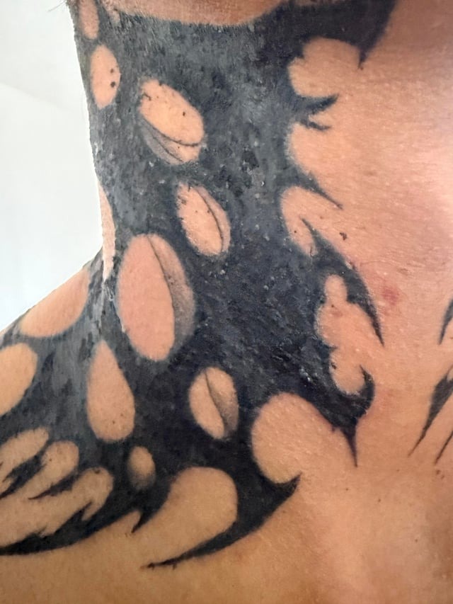 Organic Neo-Tribal Neck Tattoo Detail