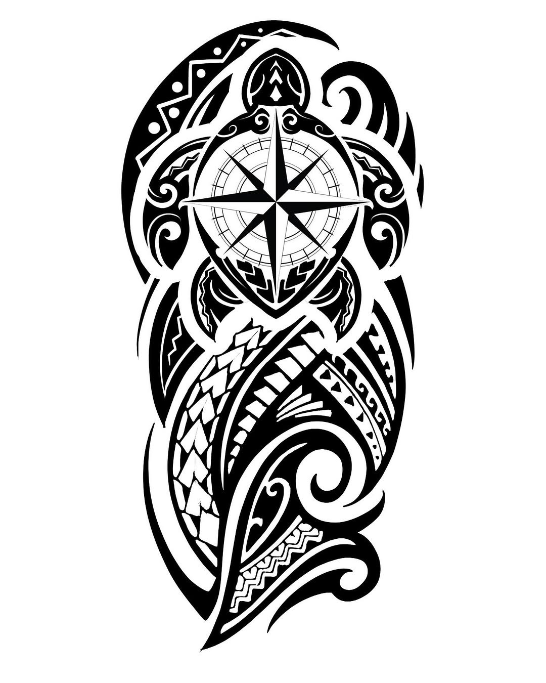 Graphic Tribal Turtle Tattoo Design