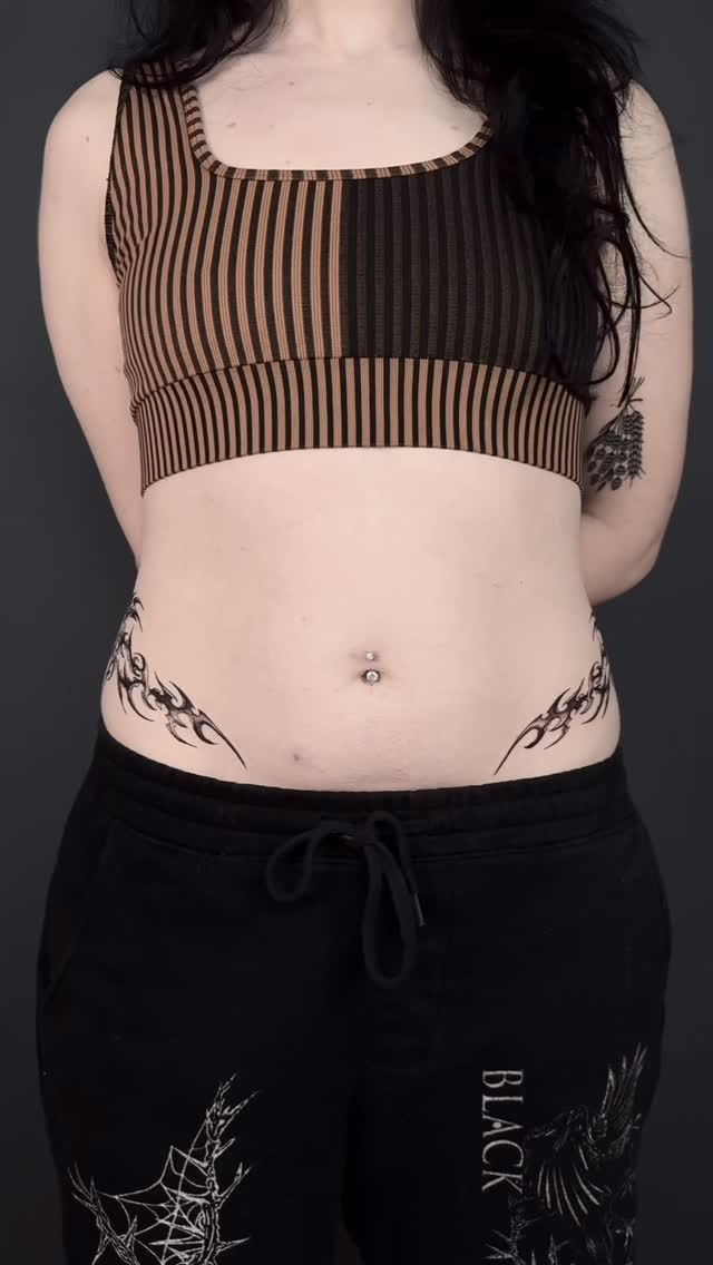 Minimalist neo-tribal hip tattoo inspiration