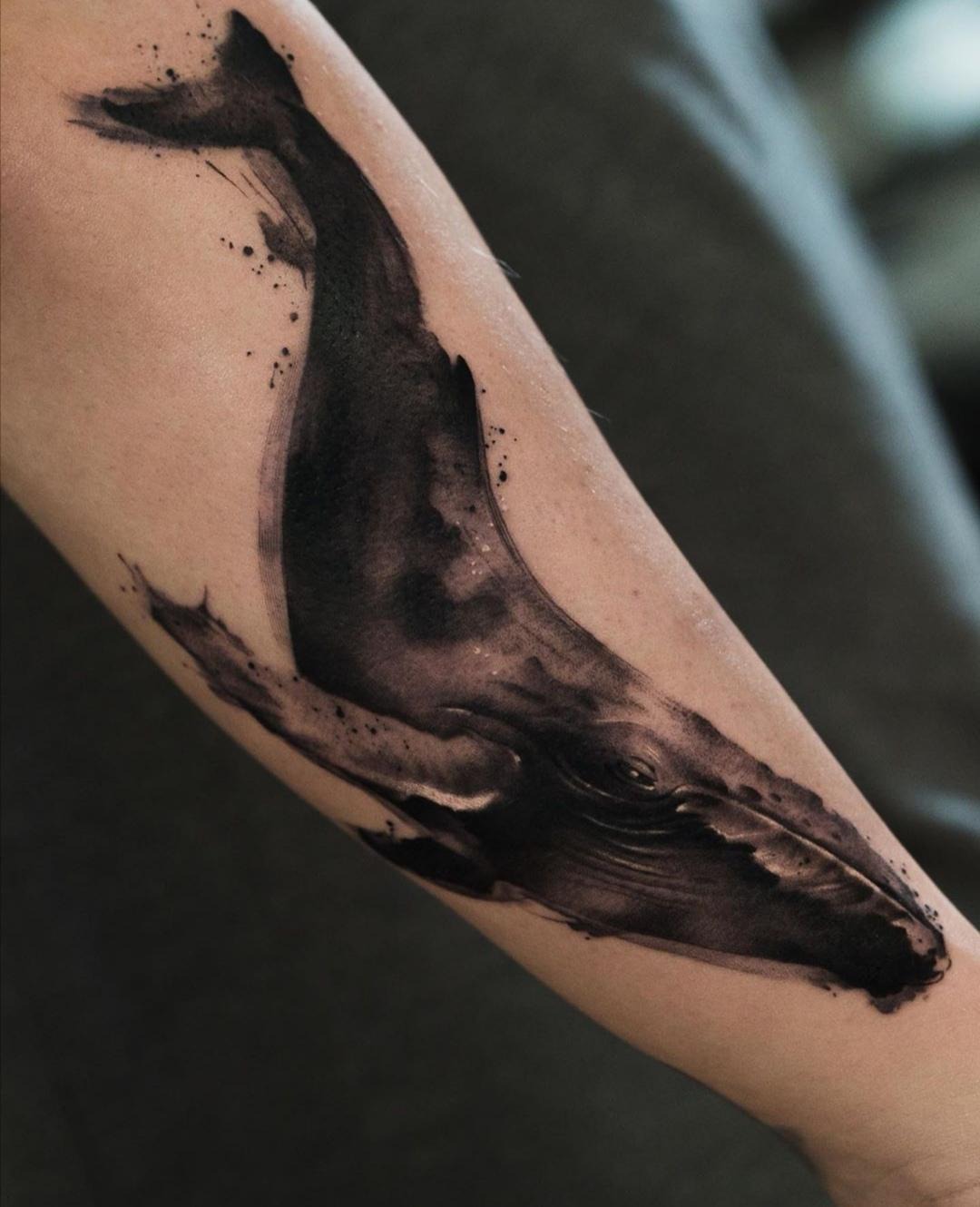 Realistic Black & Grey Whale Ink