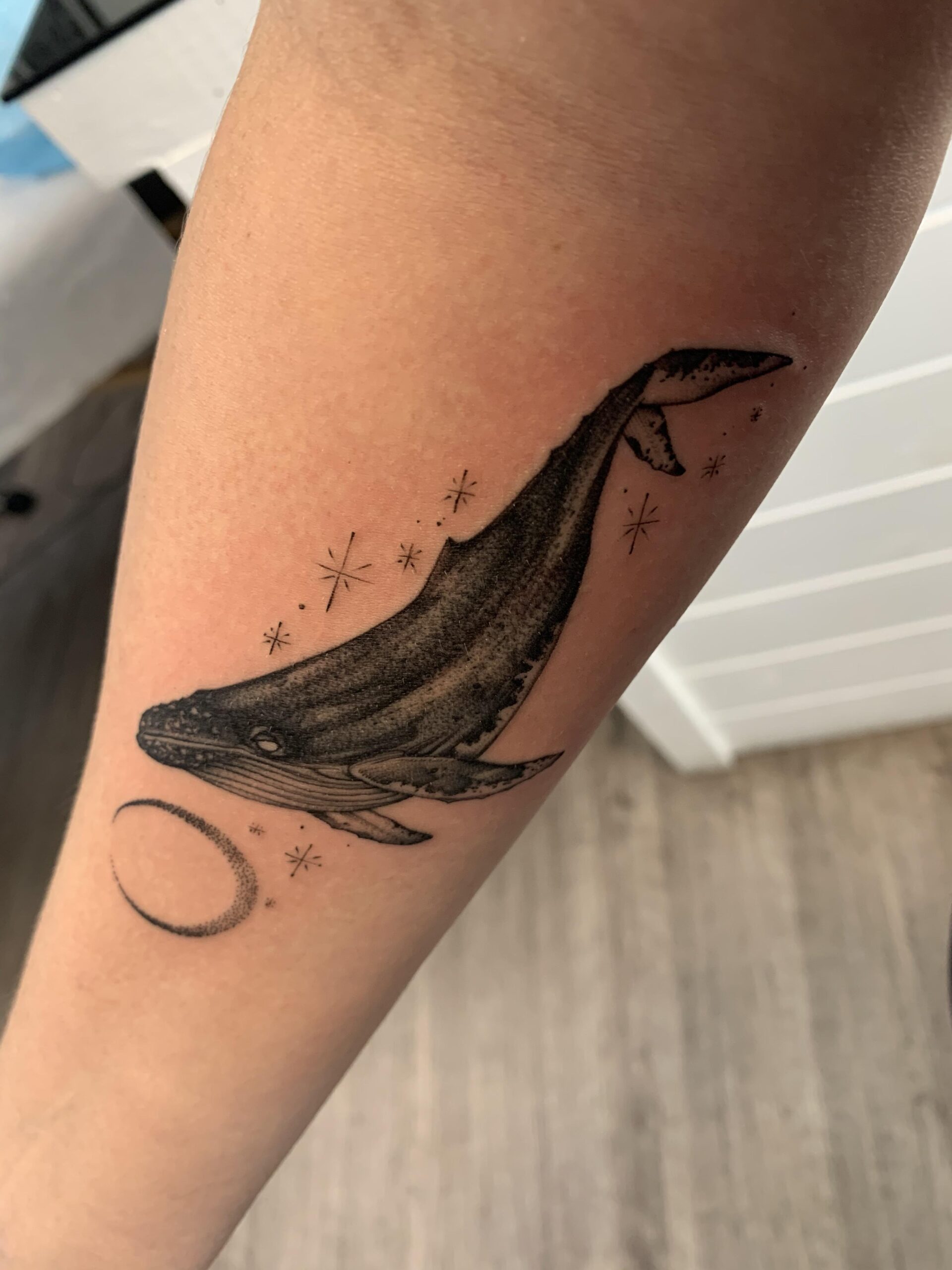 Classic Illustrative Whale Tattoo