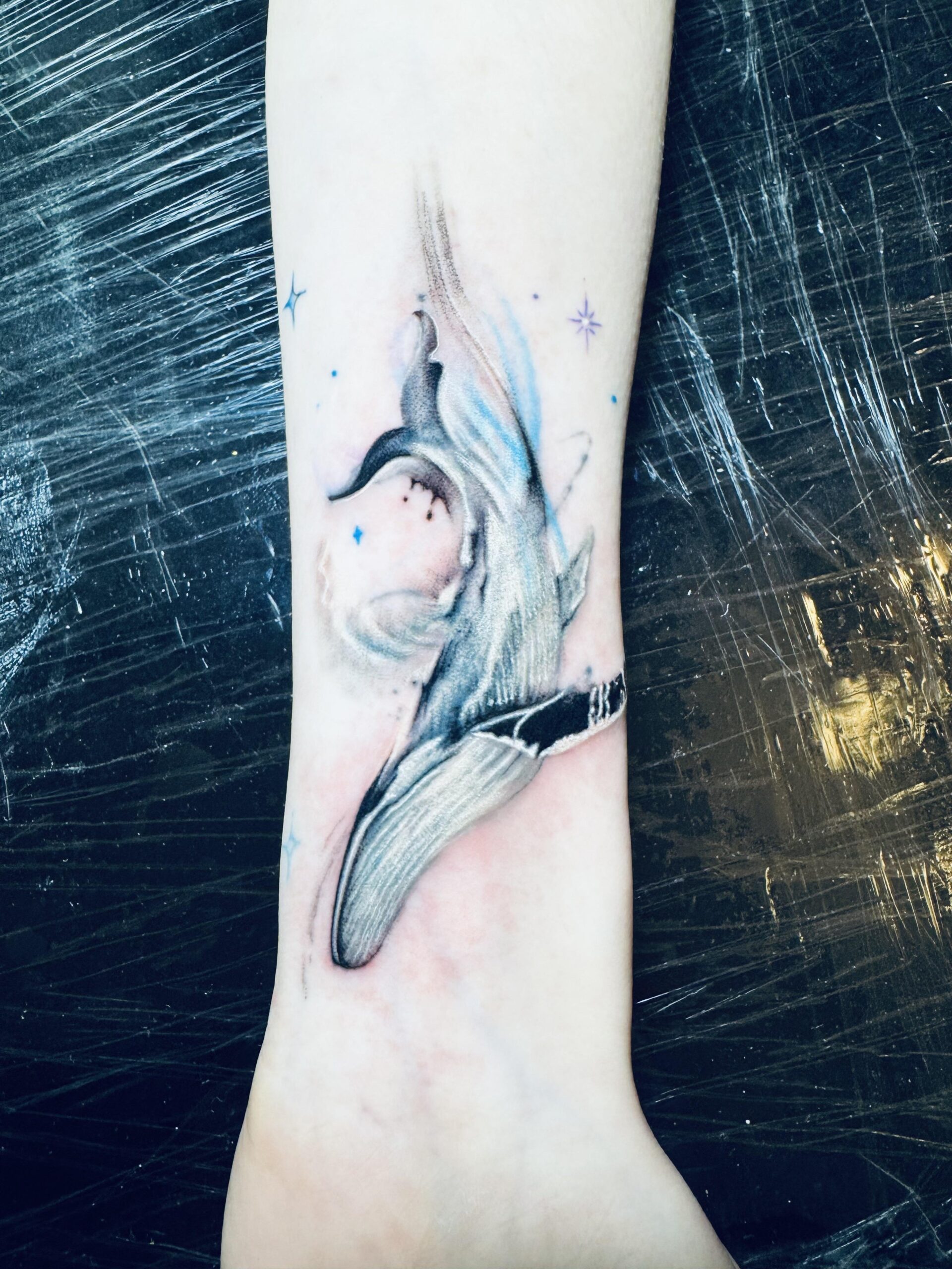 Watercolor Style Whale Tattoo