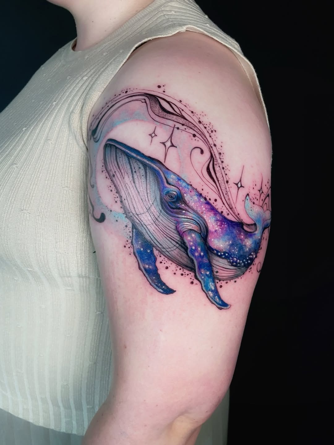 Galaxy-Themed Whale Tattoo