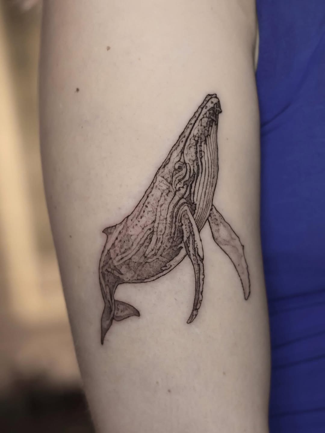 Minimalist Fine-Line Whale Tattoo