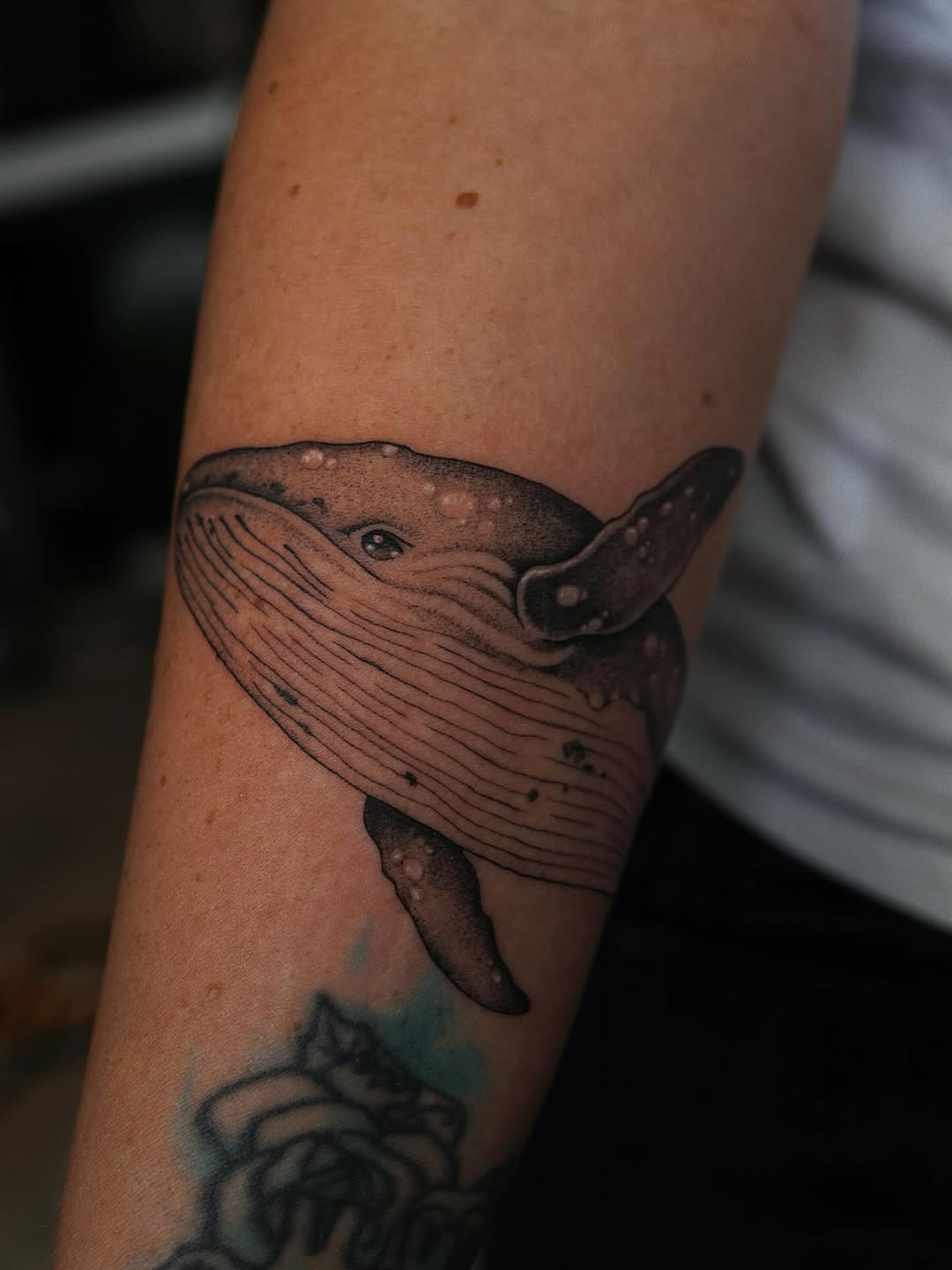 Detailed Whale Arm Tattoo
