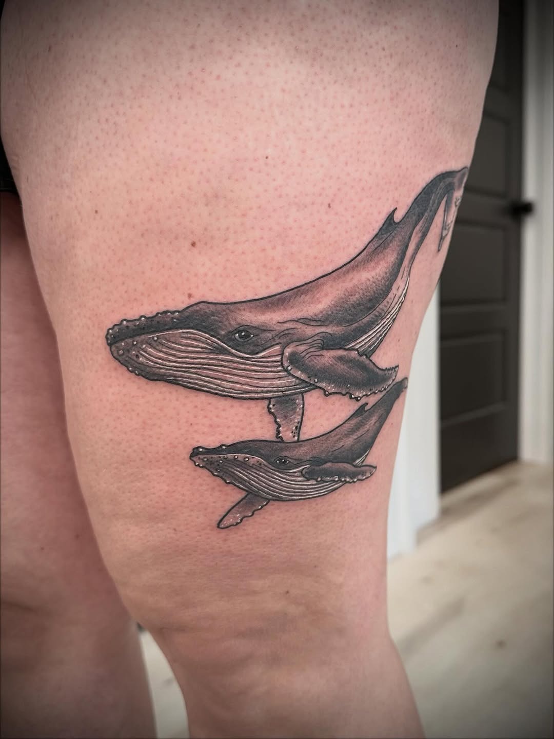 Mother and Calf Whale Tattoo Design