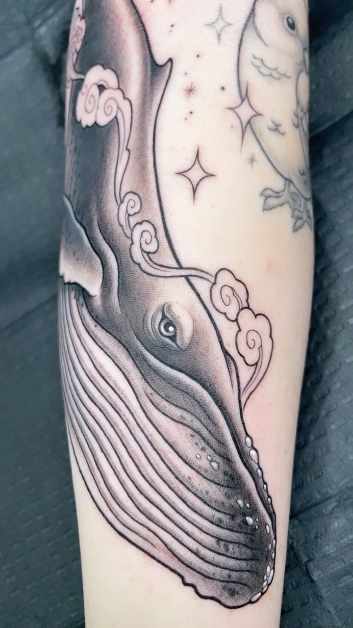 Dreamy Stardust Whale Tattoo