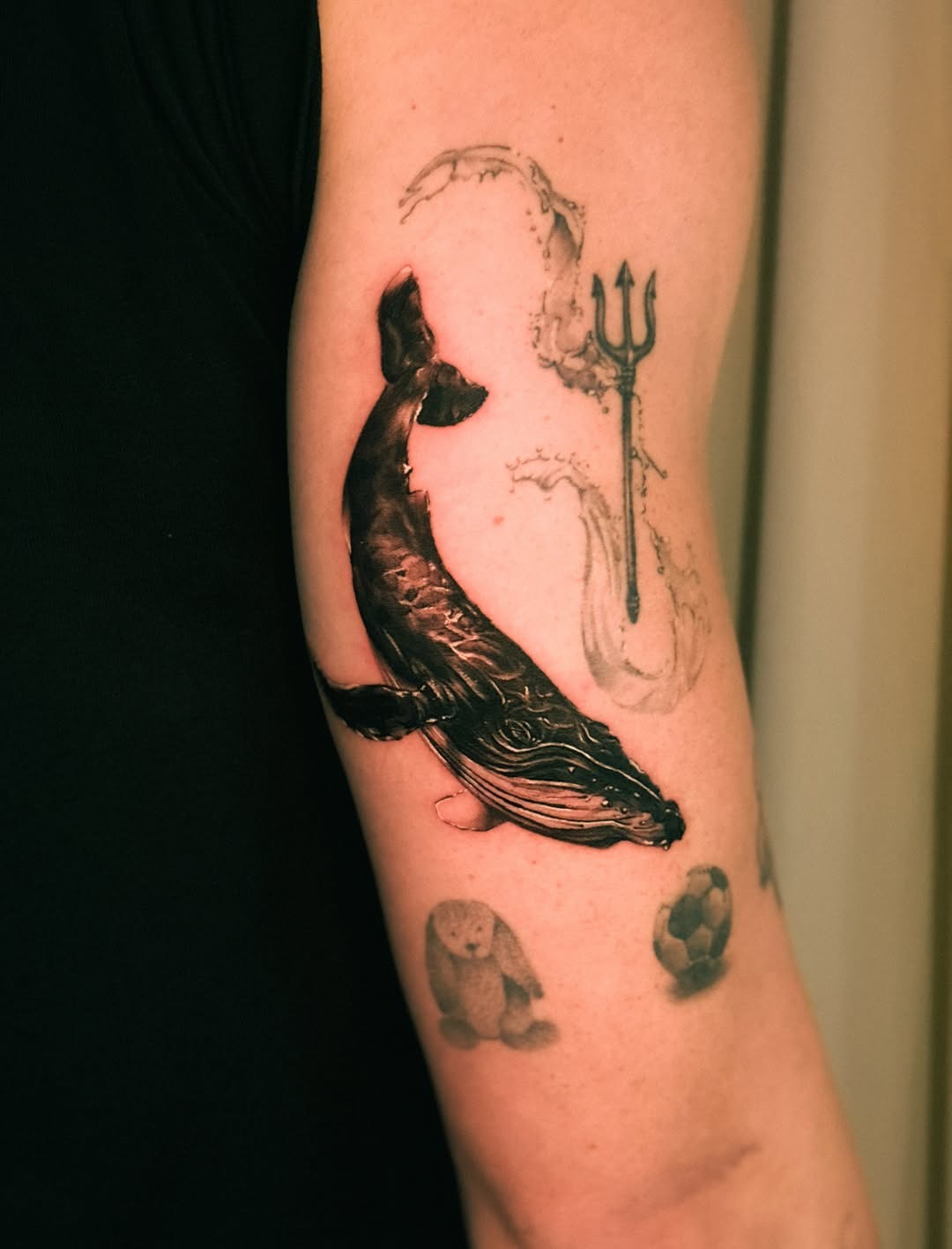 Detailed Blackwork Whale Tattoo