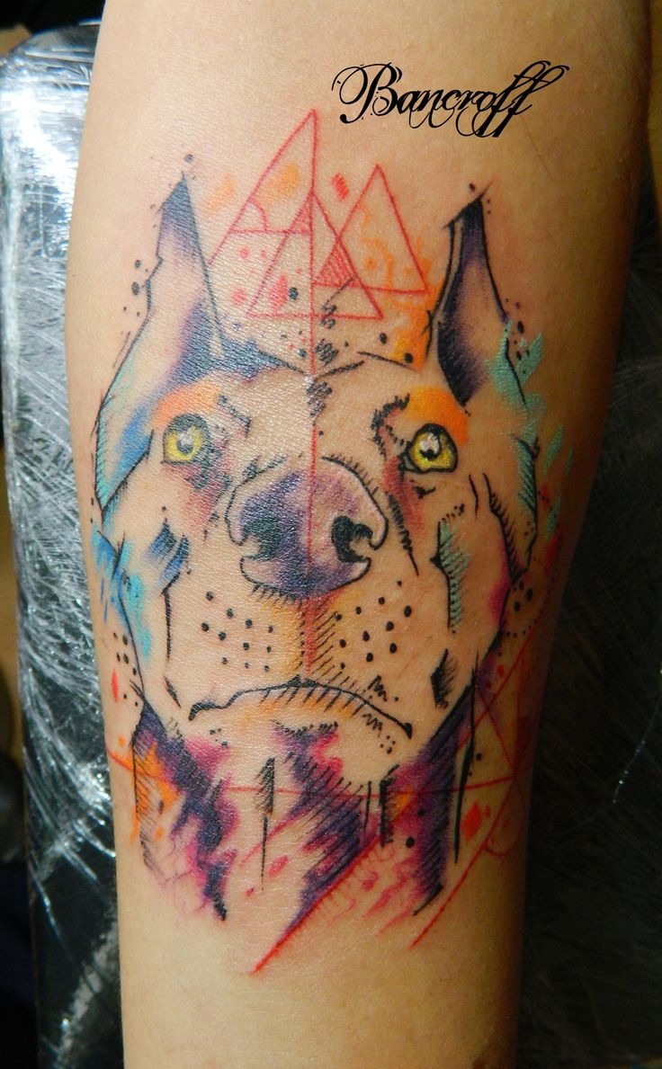 Abstract Geometric Doberman Tattoo