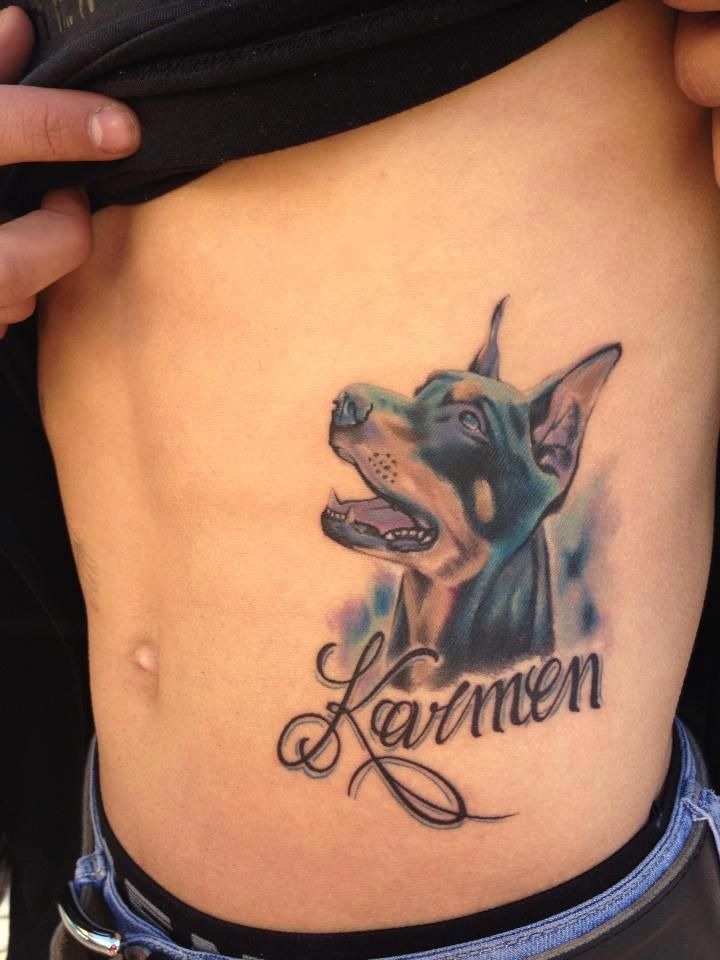 Memorial Doberman Name Tattoo