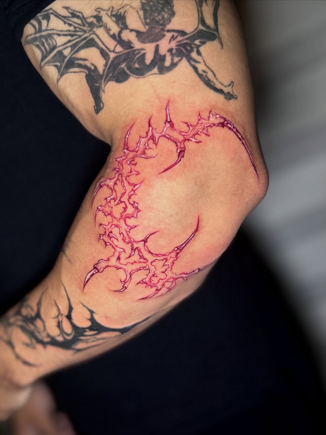 Modern Red Neo-Tribal Elbow Piece