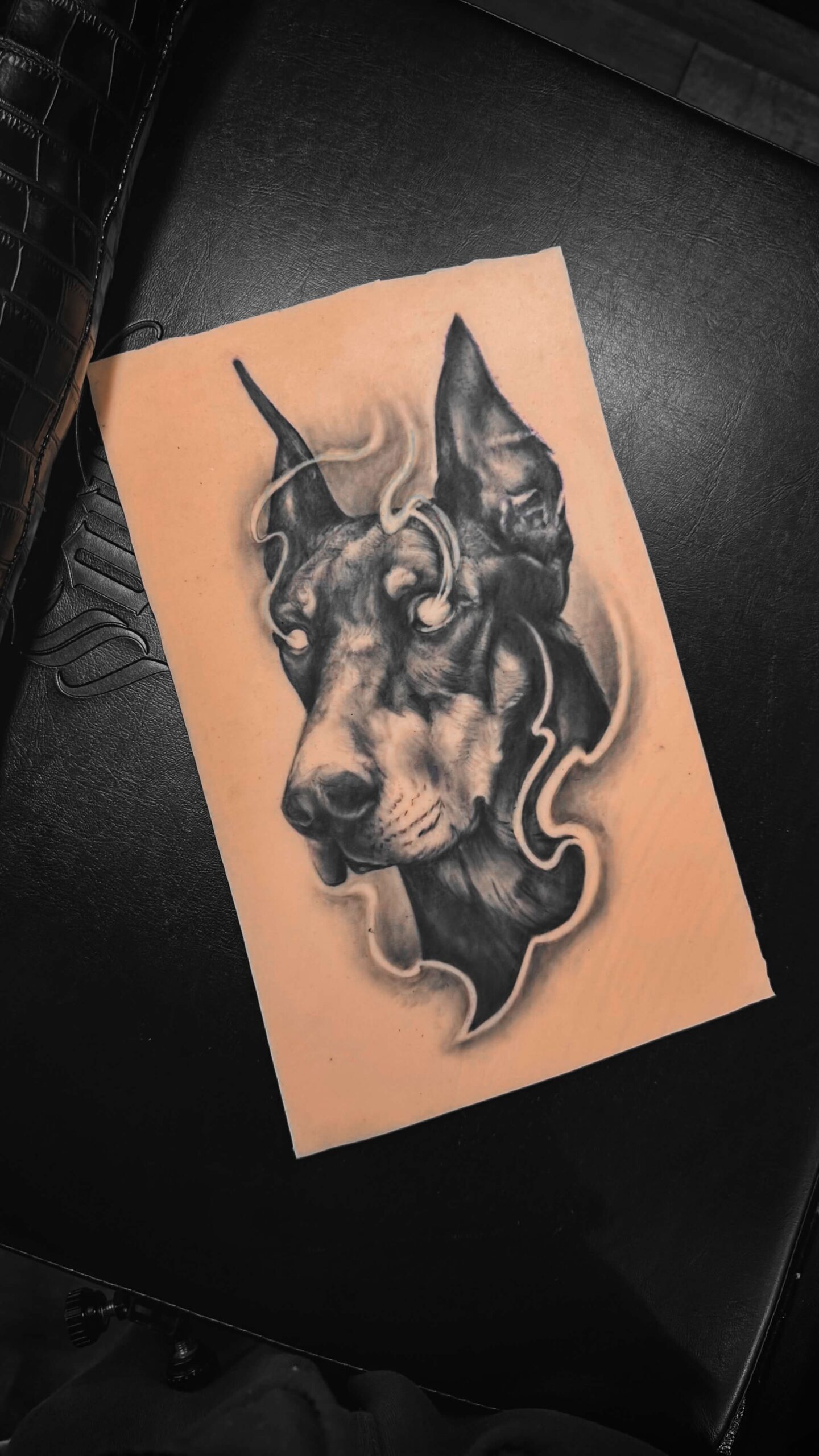 Doberman Sketch Tattoo Design