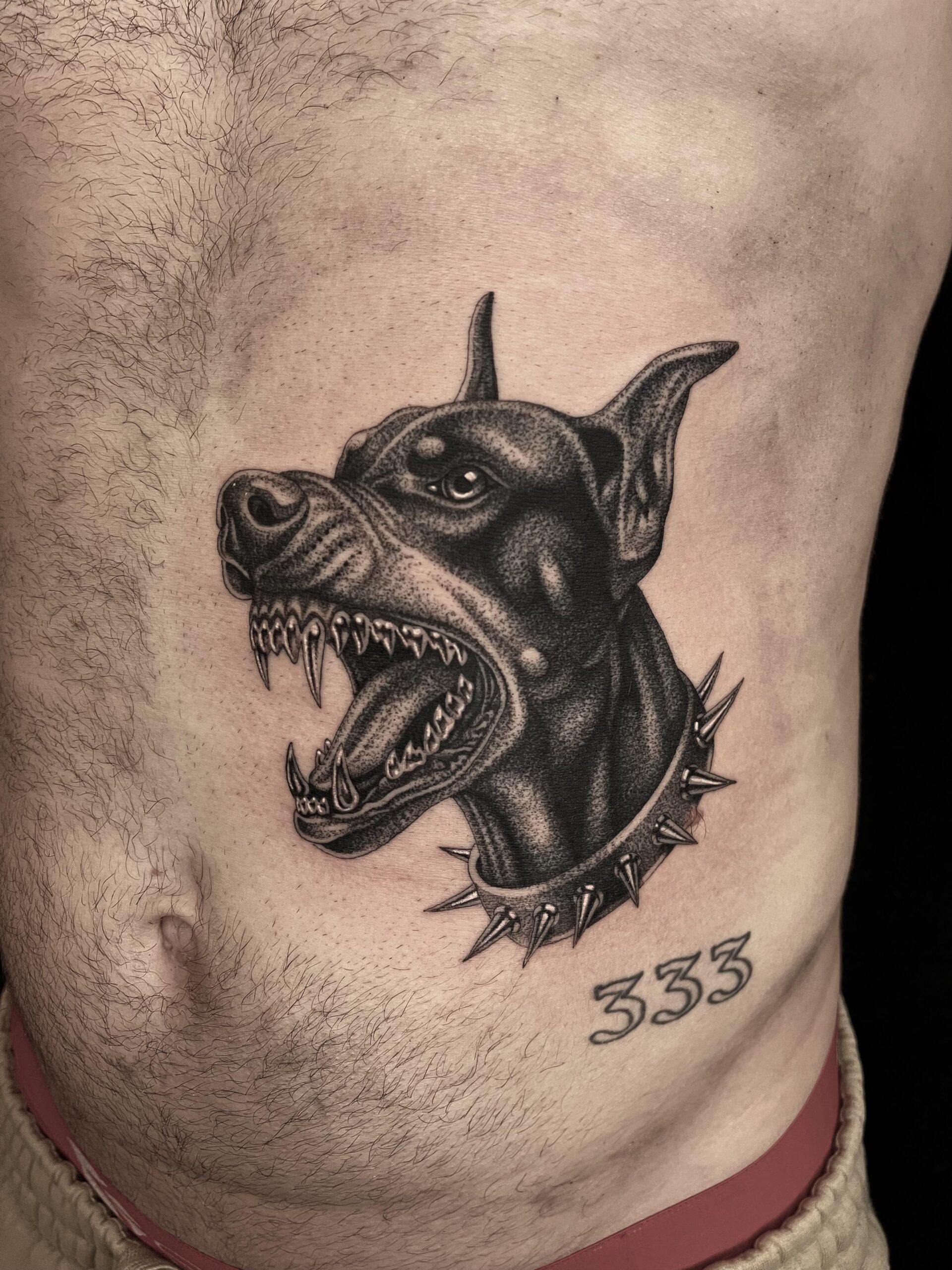 Detailed Doberman Portrait Tattoo