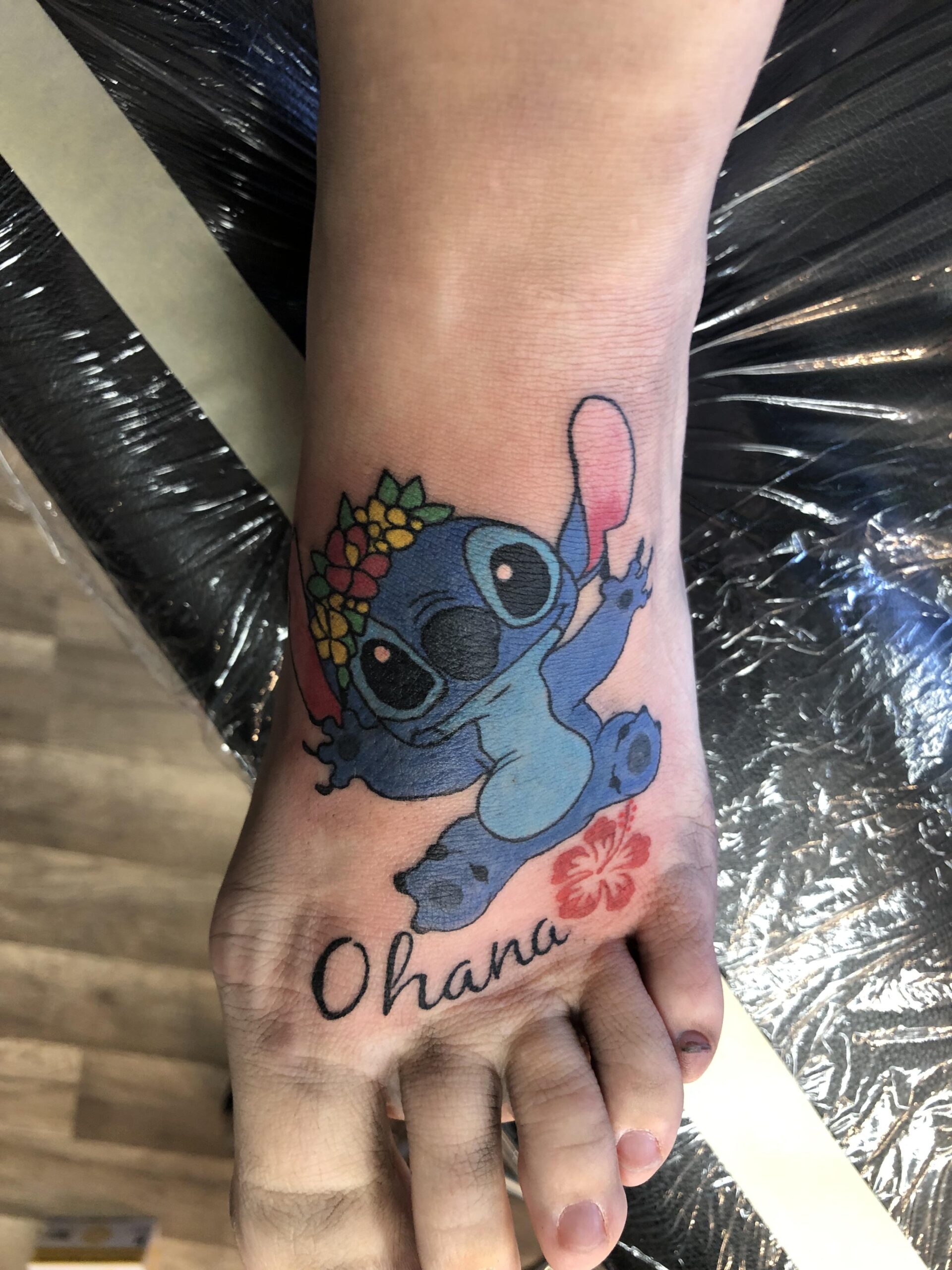 Ohana Stitch Foot Tattoo Inspiration