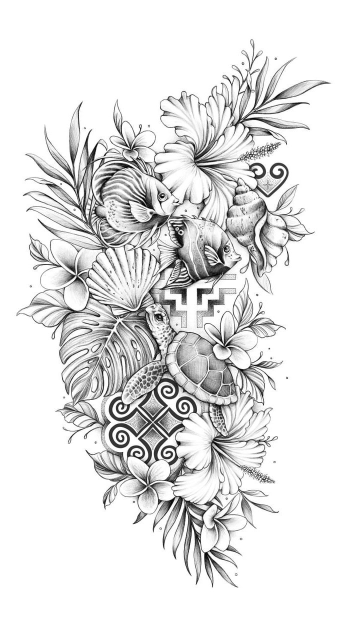 Tropical Sea Life Sleeve Design