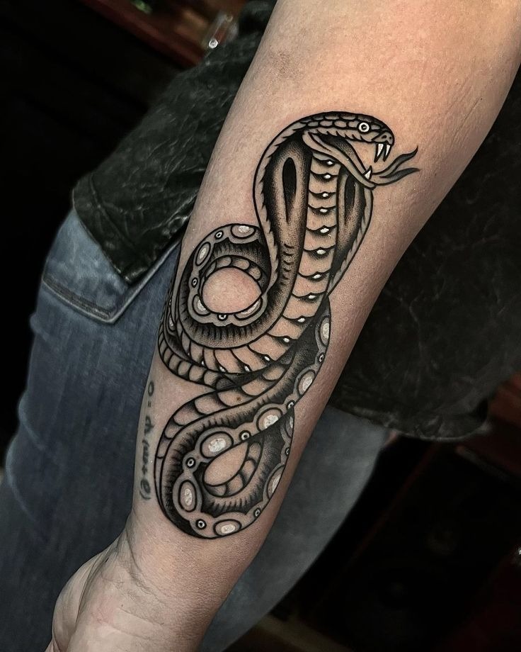 Black and Grey Cobra Tattoo