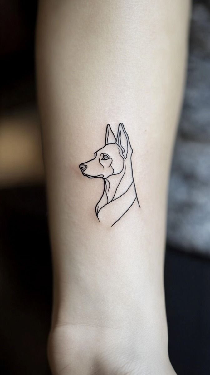 Elegant fine-line Doberman outline