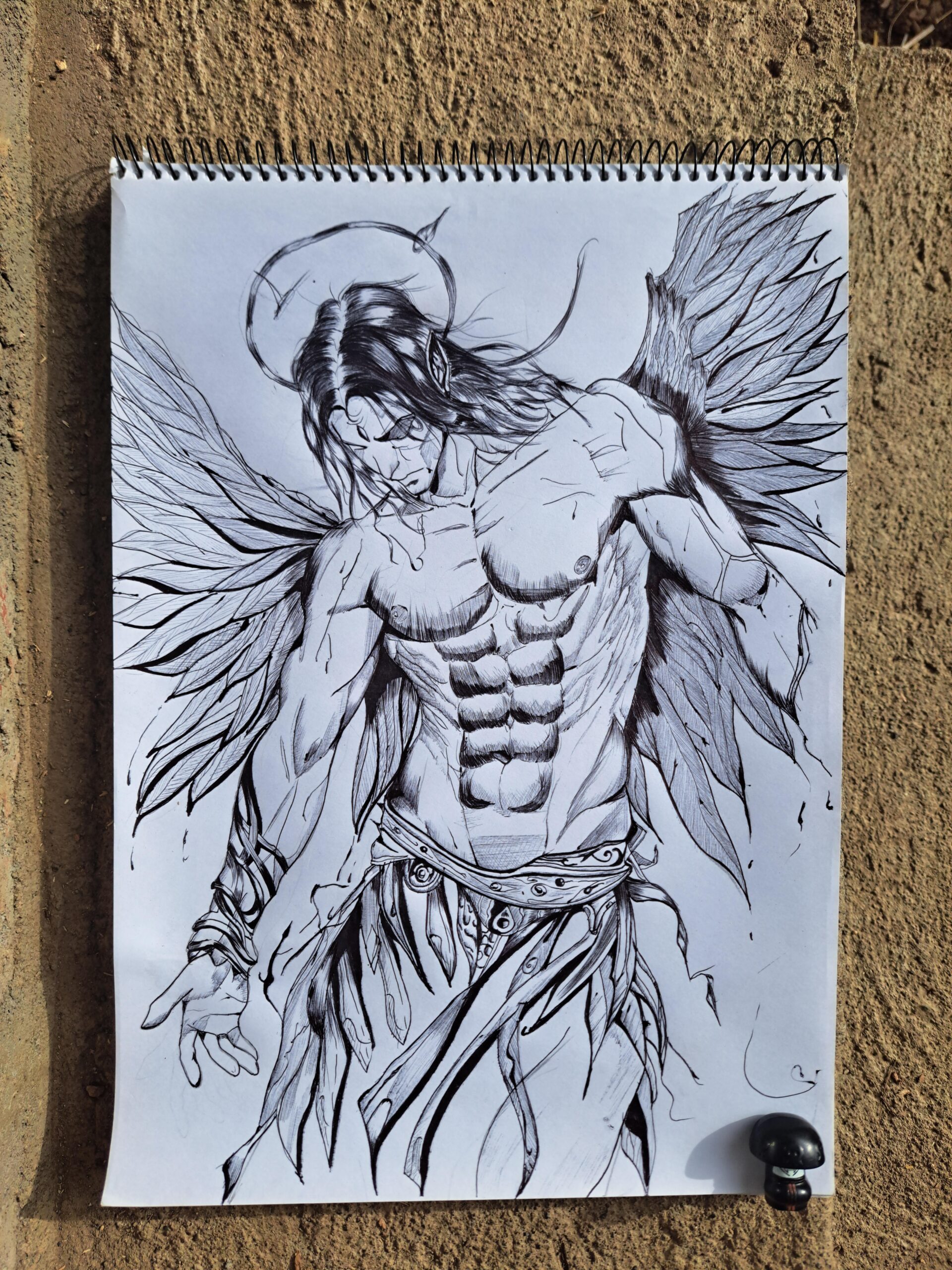 Detailed Angelic Wing Sketch