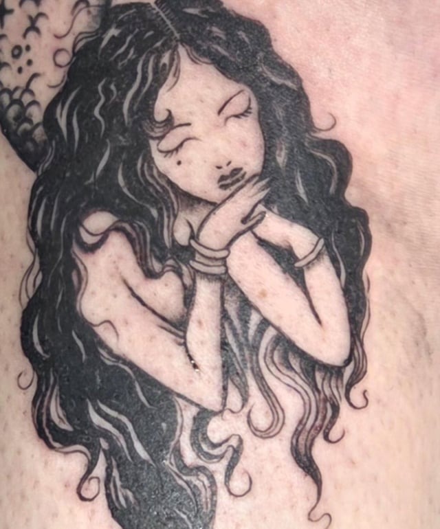 Ethereal Illustrative Figure Tattoo