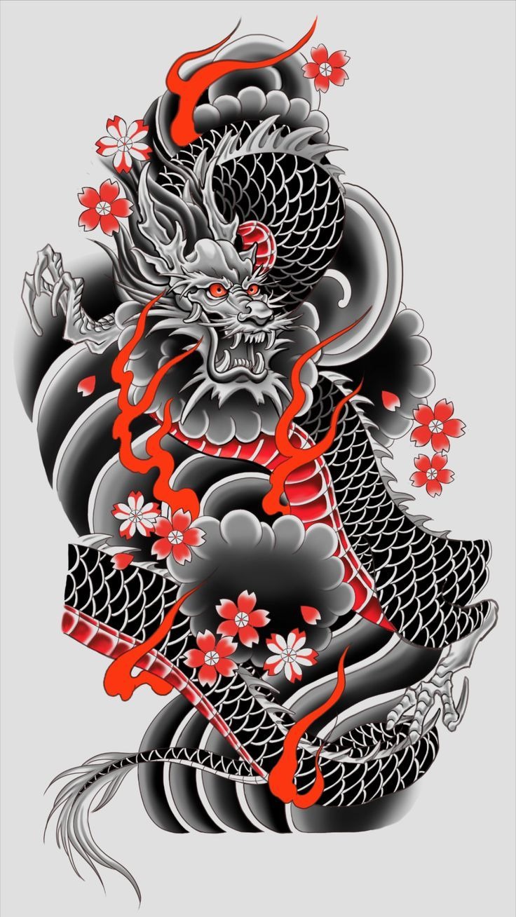 Intricate Traditional Japanese Dragon Illustration