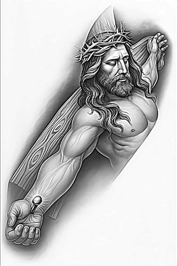 Divine religious portrait tattoo sketch
