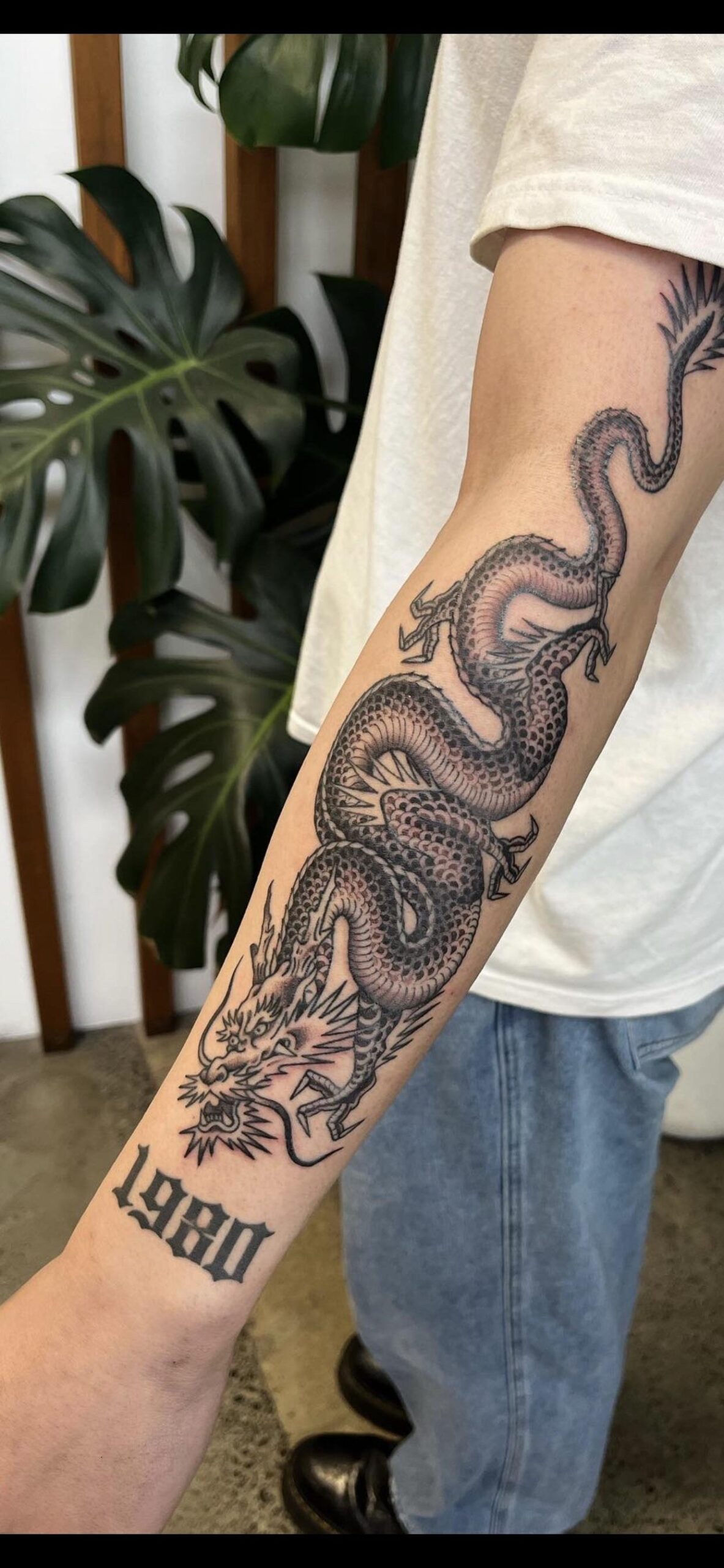 Detailed Dragon Forearm Tattoo