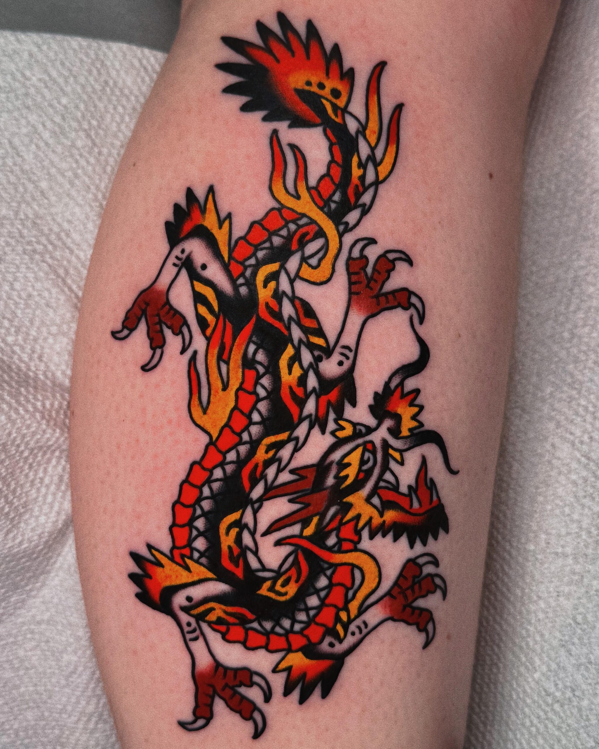 Vibrant Traditional Dragon Tattoo