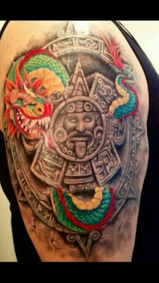 Colorful Calendar and Serpent Tattoo