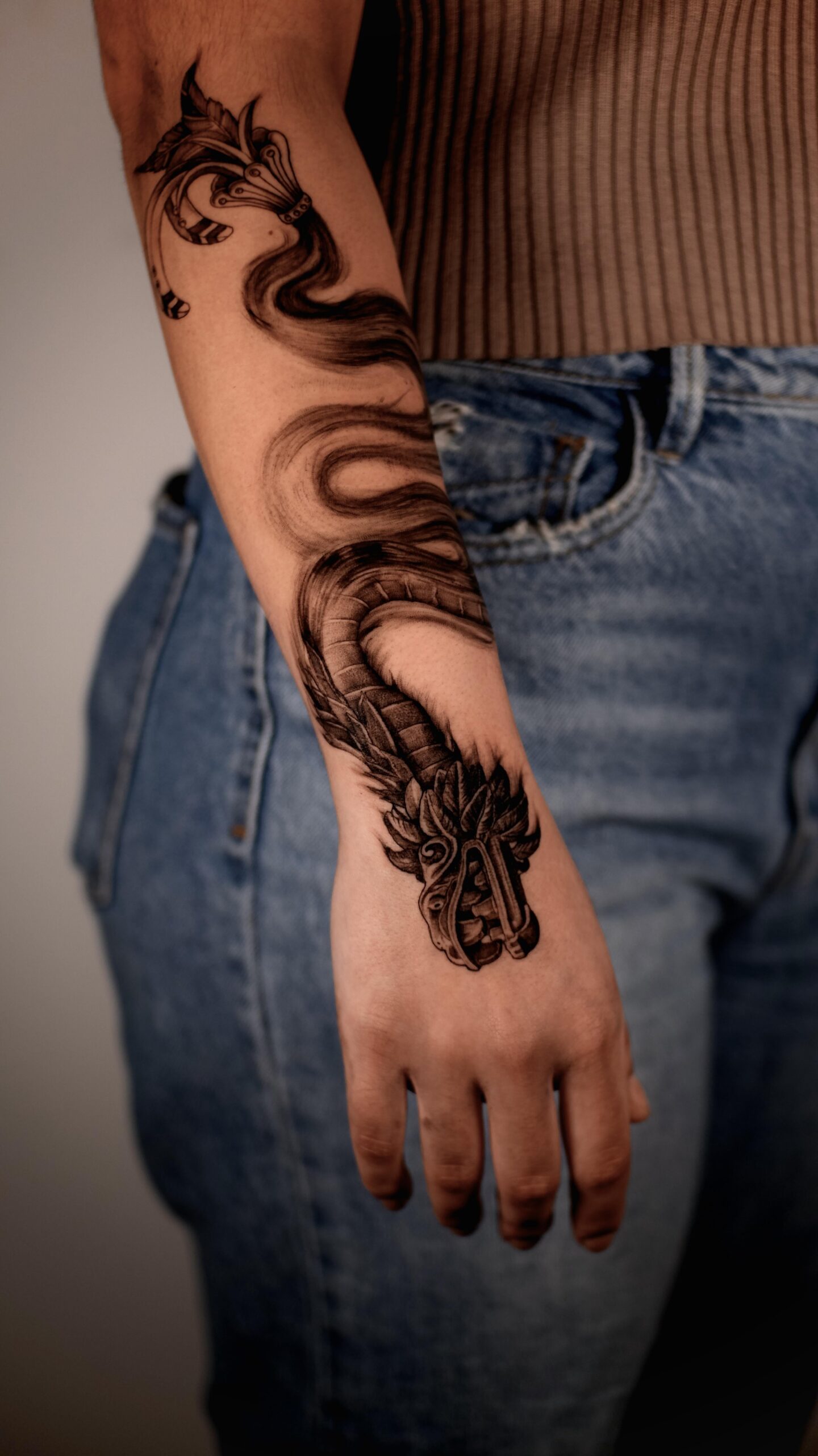 Minimalist Quetzalcoatl Forearm Piece