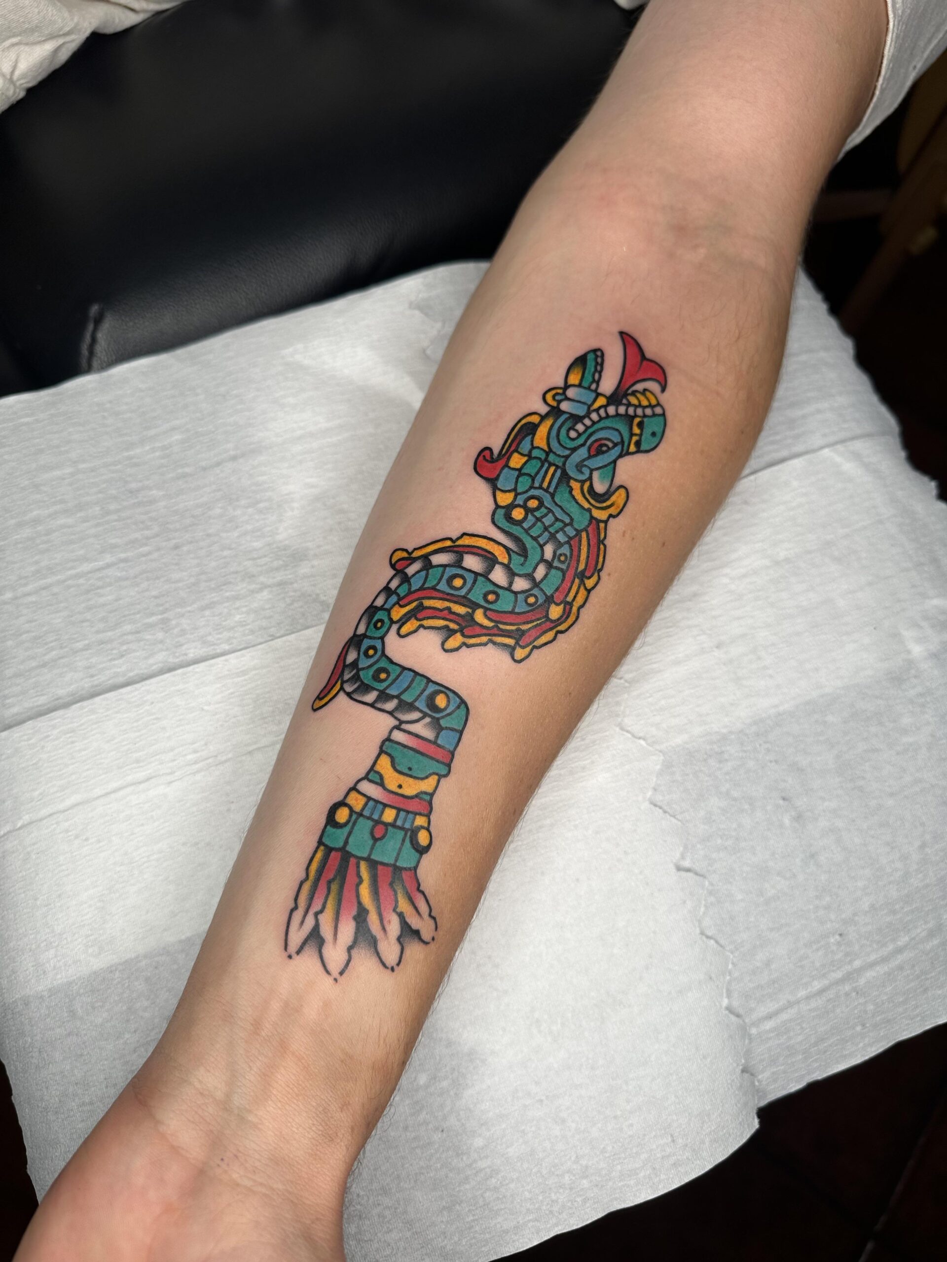 Classic Traditional Quetzalcoatl Forearm Piece