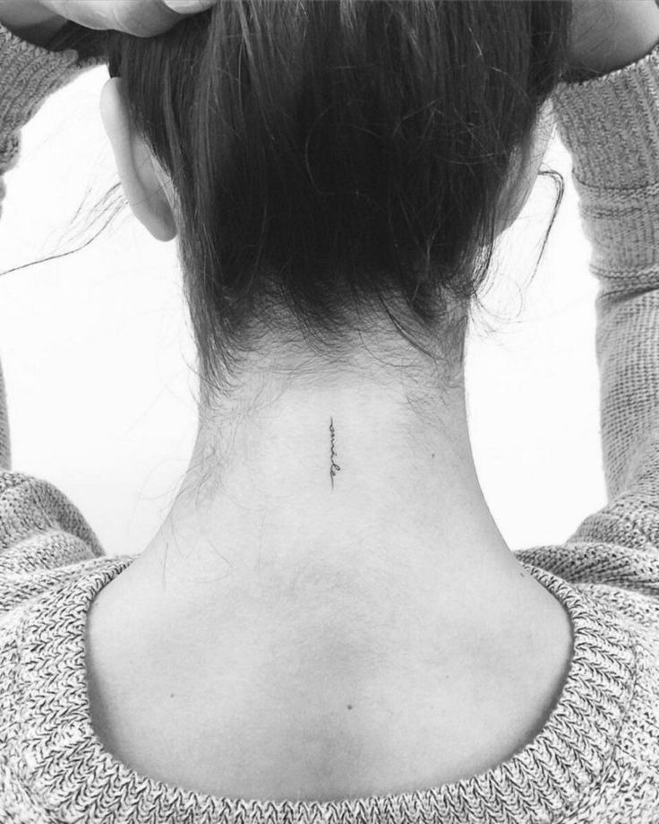 Tiny Micro-Script Neck Tattoo