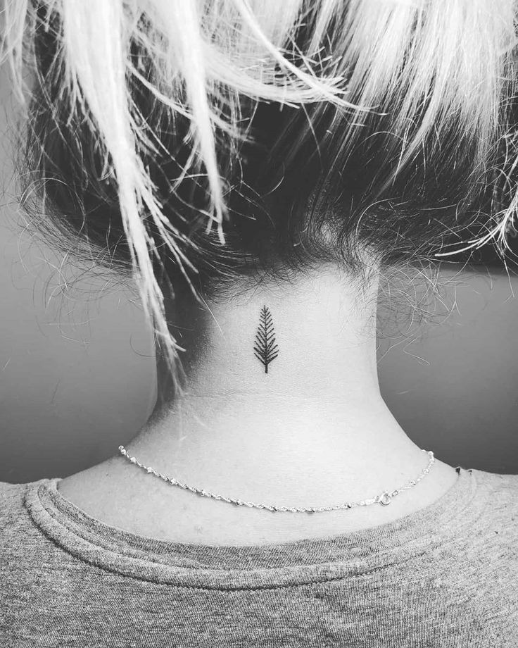 Delicate Leaf Nape Tattoo