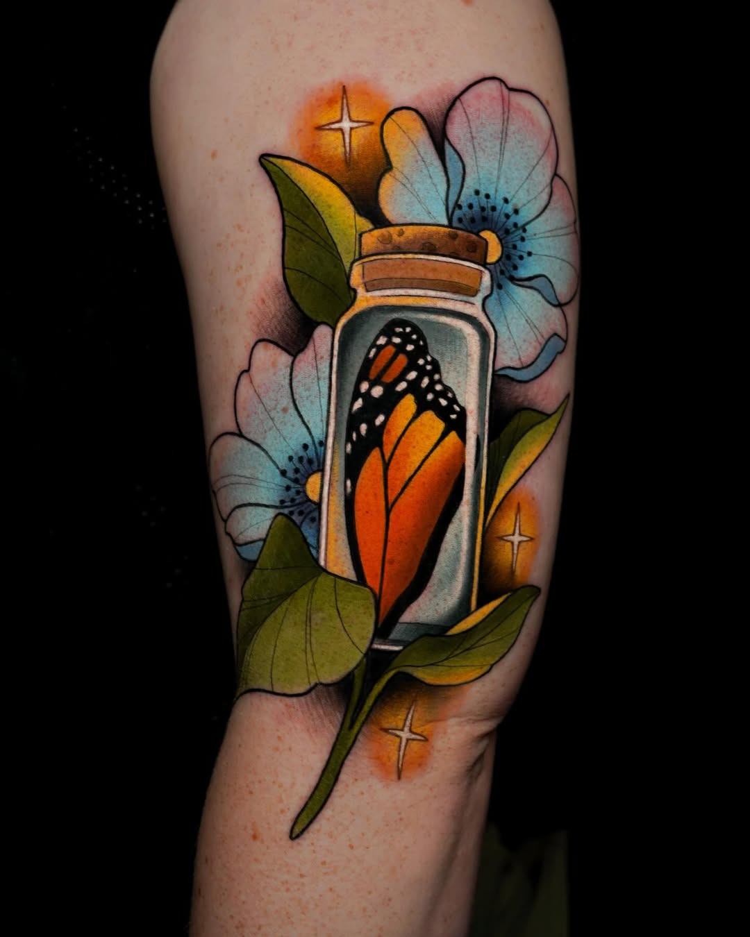 Creative Magical Butterfly in a Jar Tattoo