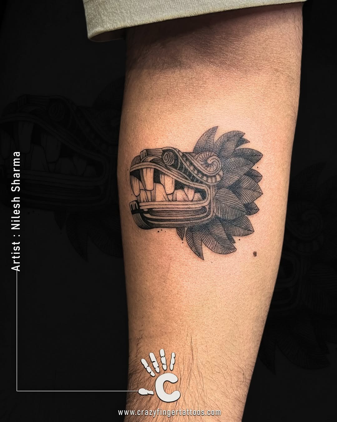 Clean Minimalist Quetzalcoatl Forearm Tattoo