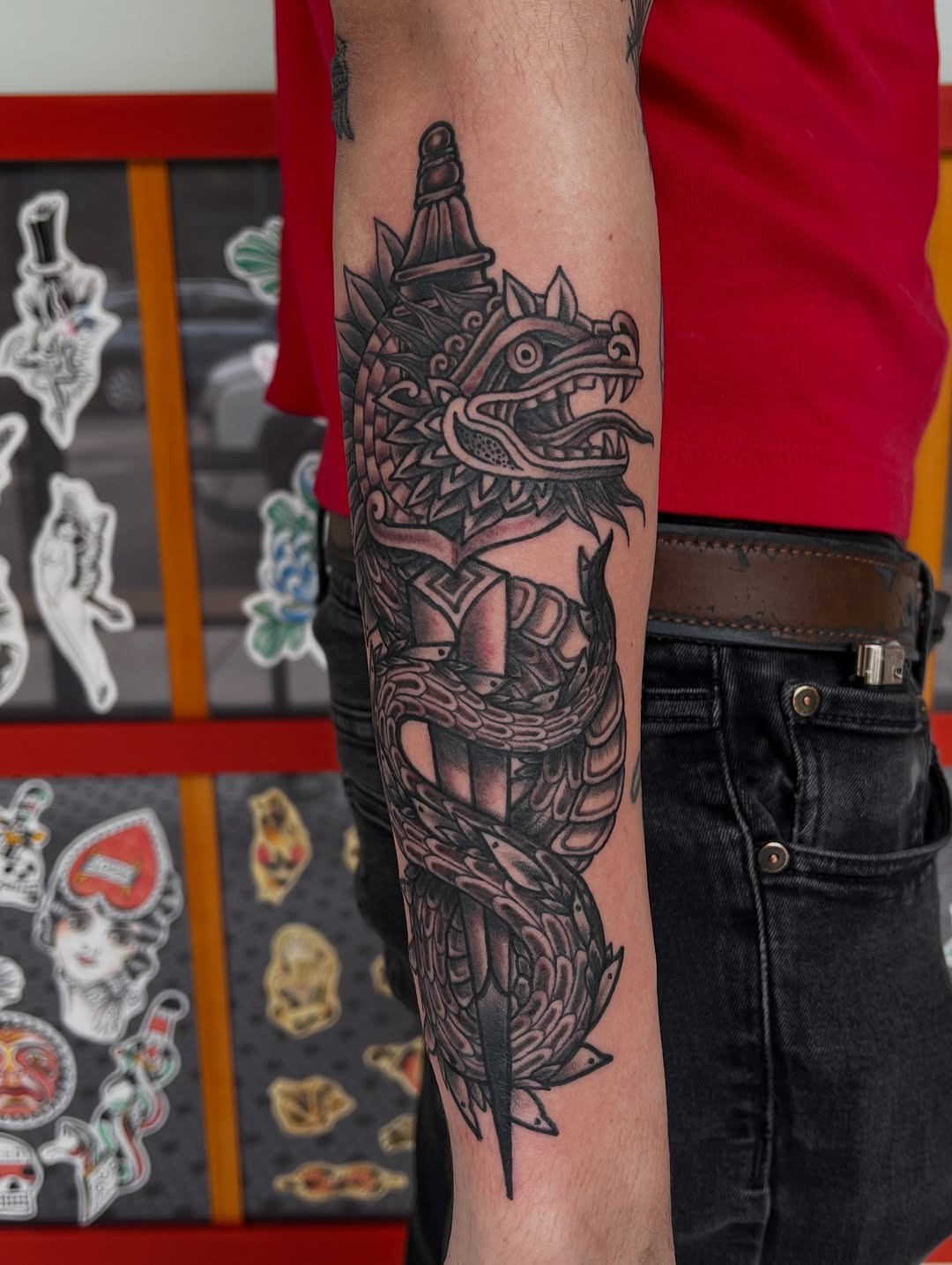 Stylized Quetzalcoatl Serpent Tattoo