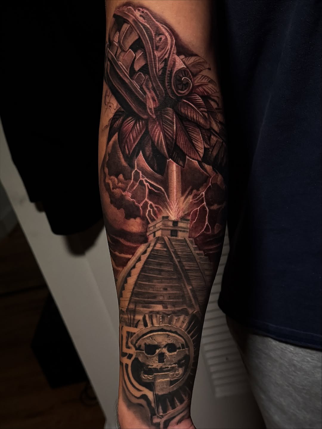 Aztec Mythology Forearm Tattoo